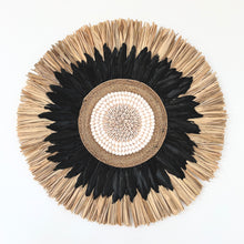 Load image into Gallery viewer, Amira Raffia, Feather & Shell Wall Hanging - Black
