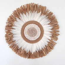 Load image into Gallery viewer, Amira Raffia, Feather & Shell Wall Hanging - White