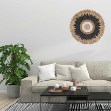 Load image into Gallery viewer, Amira Raffia, Feather & Shell Wall Hanging - Black