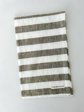 Load image into Gallery viewer, Pure French Linen Tea Towel - Wide Olive Stripe