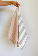 Load image into Gallery viewer, Pure French Linen Tea Towel - Natural Wide Stripe