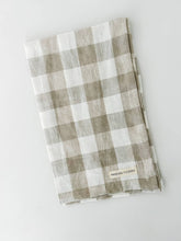 Load image into Gallery viewer, Pure French Linen Tea Towel - Natural Gingham