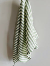 Load image into Gallery viewer, Pure French Linen Tea Towel - Celtic Green Stripe

