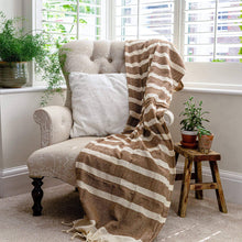 Load image into Gallery viewer, Turkish Beach Towel - Mocha Stripe
