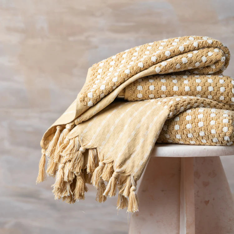 Saardé Chickpea Cotton Hand Towel - Nutmeg/Natural