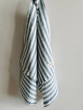 Load image into Gallery viewer, Pure French Linen Tea Towel - Stone Blue Stripe
