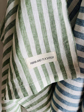Load image into Gallery viewer, Pure French Linen Tea Towel - Celtic Green Stripe
