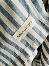 Load image into Gallery viewer, Pure French Linen Tea Towel - Stone Blue Stripe
