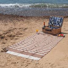 Load image into Gallery viewer, Turkish Beach Towel - Mocha Stripe
