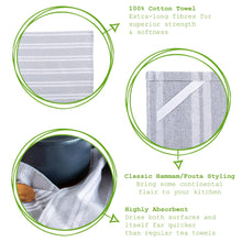 Load image into Gallery viewer, Nicola Spring Turkish Cotton Tea Towel - 60 x 40cm: Grey Stripe
